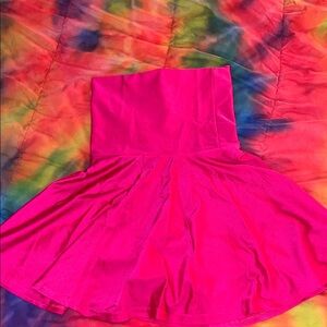 Bright Hot Pink Strapless Skater Dress